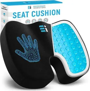 ERGONOMIC INNOVATIONS Gel Enhanced Memory Foam Seat Cushion For Office Chair, Coccyx Lower Back Support Tailbone Pain Relief Cushions, Work Chair