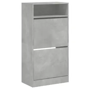 Shoe Cabinet Concrete Grey 60x34x116 cm Engineered Wood