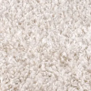 Modern Easy to Clean Cream Plain Shaggy Rug for Living Room and Bedroom-80cm X 150cm