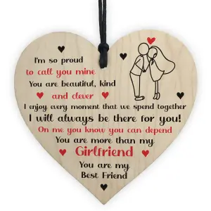 Gift For Girlfriend Anniversary Valentines Day Gift For Her Wooden Heart Keepsake