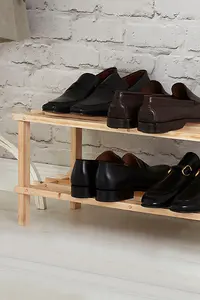 Interiors by Premier 2 Tier Cedar Wood Shoe Rack, Under Stairs Shoe Storage Solution, Wooden Shoe Stand for Home, Office