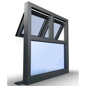 1045mm (W) x 995mm (H) Aluminium Flush Casement - 2 Top Opening Windows - Anthracite Internal & External