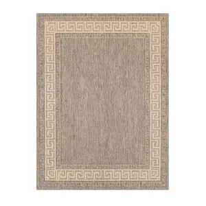 Flatweave Bordered Grey Anti Slip Traditional Rug for Living Room, Bedroom and Dining Room-60cm X 110cm