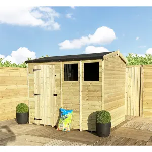 9 x 4 Garden Shed REVERSE Pressure Treated T&G Single Door Apex Wooden Garden Shed - 2 Windows (9' x 4') / (9ft x 4ft) (9x4)