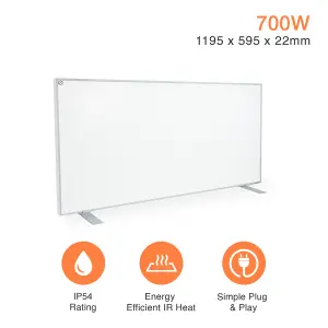 SUNHEAT Mirrorstone 700W - Floor Standing or Wall mounted Far Infrared Panel Heater