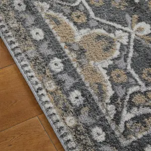 Bordered Easy to Clean Floral Multi Traditional Rug by Dining Room-80cm X 150cm