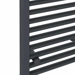 Rinse Bathrooms 600W Electric Thermostatic Heated Towel Rail Bathroom Radiators Straight with Timer - Anthracite - 1200x400mm