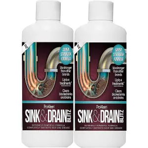 2L of Pro-Kleen Sink & Drain Blitz - Plughole, Sink & Drain Unblocker - Super Strength Formula