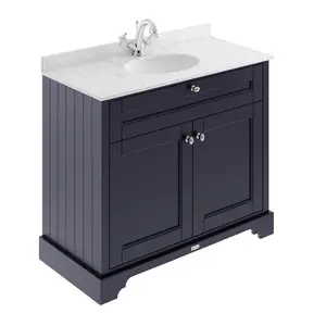 Old London 1000mm Free-standing Single Vanity Unit Grey / Twilight Blue