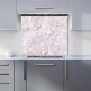 Pale Pink Quartz Effect Premium Glass Kitchen Splashback W600mm x H650mm