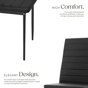 Dining Chairs - high backrest, padded, synthetic leather  - black