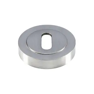 50mm Lock Profile Round Escutcheon Concealed Fix Satin Nickel Keyhole Cover