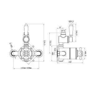 ENKI Downton English Gold White Traditional Top Outlet Brass Thermostatic Twin Shower Valve T70