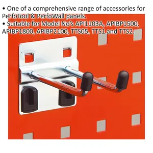 5 Pack of 75mm Double Tool Storage Hooks for PerfoMount Systems