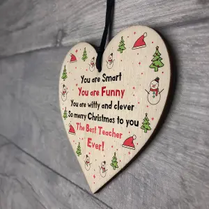 Handmade Teacher Gift For Christmas Wooden Heart Thank You Gift For Nursery Teacher