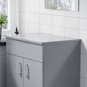 Nes Home 605mm Gloss Grey MDF Bathroom Worktop For Vanity Cabinet