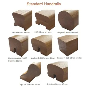 Oak Handrail LHR 1.2m - 10mm Groove For Glass Panels UK Manufactured Traditional Products Ltd