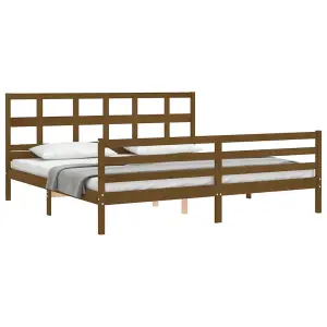 Berkfield Bed Frame with Headboard Honey Brown 200x200 cm Solid Wood