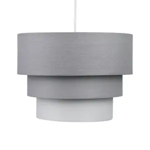 First Choice Lighting Pair of Grey Ombre 3 Tier Ceiling Light Shades