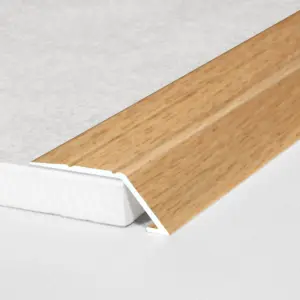 A45 31mm Aluminium Wood Effect Self Adhesive Door Threshold Ramp Profile - Cognac Oak, 0.9m