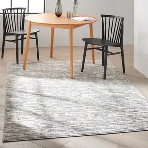 Grey Beige Abstract Modern Jute Backing Rug for Living Room Bedroom and Dining Room-97cm X 152cm