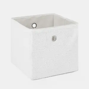 OHS Boucle Cube Folding Space Saving Storage Boxes, White - 6 Pack