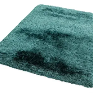 Teal Handmade , Luxurious , Modern , Plain , Shaggy , Sparkle Easy to Clean Rug for Living Room, Bedroom - 160cm X 230cm