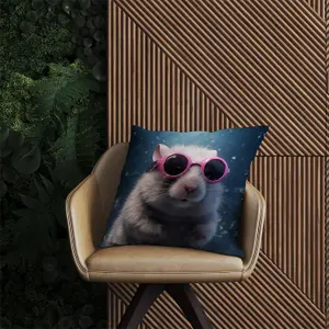 Splashart DoorMouse with Pink Glasses Outdoor Cushion 45cm x 45cm