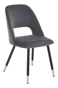 Grey Velvet Dining Chair, Velvet Upholstered Accent Dining Table Chair, Tapered Back Living Room Chair