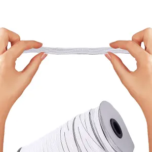 4mm Wide Flat Elastic Band, Stretchable Elastic Cord Flat Tape, White - 250 metres