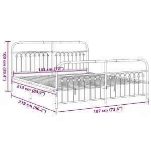 Berkfield Metal Bed Frame without Mattress with Footboard White 183x213cm