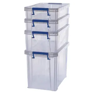 4 BANKERS BOX 2 x 5.5L 1 x 10L 1 x 18.5L Clear Plastic Storage Box with Lid Super Strong Plastic Boxes