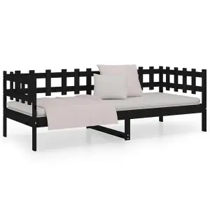 Berkfield Day Bed Black 90x190 cm Solid Wood Pine