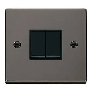 Black Nickel 10A 2 Gang 2 Way Light Switch - Black Trim - SE Home