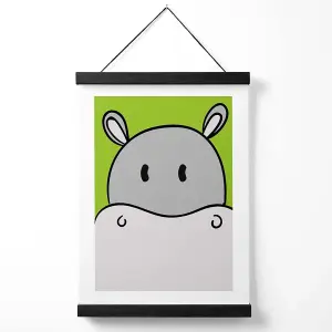 Cute Cartoon Style Hippo Face Medium Poster with Black Hanger