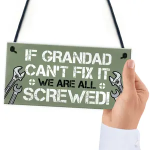 Red Ocean Grandad Fix It Screwed Man Cave Garage Shed Hanging Plaque Dad Grandad Gift Sign Funny