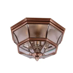 Elstead Newbury 3 Light Flush Mount - Aged Copper, E14