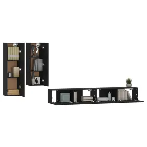 Berkfield 4 Piece TV Cabinet Set Black Engineered Wood