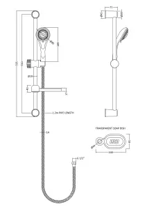 Round Thermostatic Vertical Bar Valve with Large Multi Function Handset Slide Rail Kit Shower Bundle - Chrome - Balterley