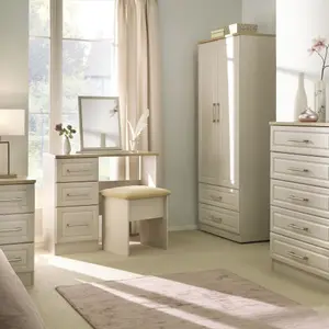 Kent Ready assembled Matt beige light oak effect 5 Drawer Chest of drawers (H)1075mm (W)765mm (D)415mm