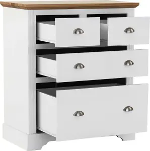 Toledo 2+2 Drawer Chest in White and Oak Effect Veneer