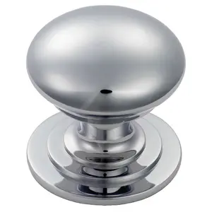 Victorian Round Cupboard Door Knob 42mm Dia Polished Chrome Cabinet Handle