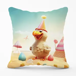 Funky Chicken On A Beach Holiday Outdoor Cushion 45cm x 45cm