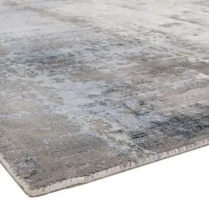 Blue Viscose Easy to clean Abstract Handmade , Luxurious , Modern Rug for Living Room, Bedroom - 160cm X 230cm