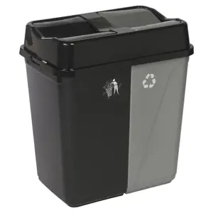 URBNLIVING 100L Duo Kitchen Bin Waste Garbage Can 2 Compartments With Bas Connectors (Black/Grey)