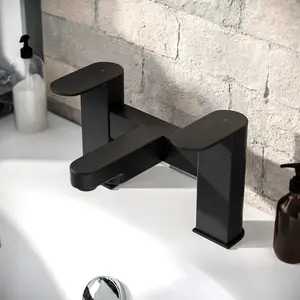 Nes Home Kevon Mono Basin Mixer, Bath Filler & Waste Matte Black