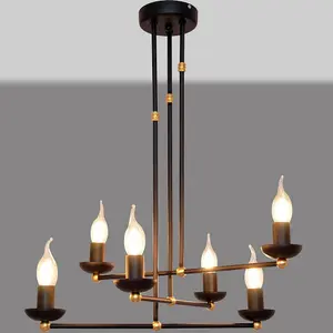 Luminosa Monterey Multi Arm Pendant Ceiling Light Black, Gold 60cm