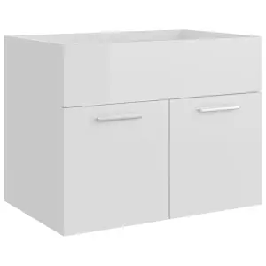 Berkfield Sink Cabinet High Gloss White 60x38.5x46 cm Engineered Wood