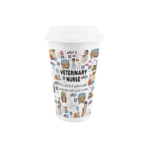 Vet Nurse Ceramic Travel Mug - Humorous Veterinary Animal Novelty Gift/Present - Double-Walled Insulated Hot/Cold Drink Flask Cup