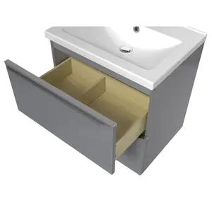 GoodHome Imandra Grey Wall-mounted Vanity unit & basin set - Includes Mila basin (W)604mm